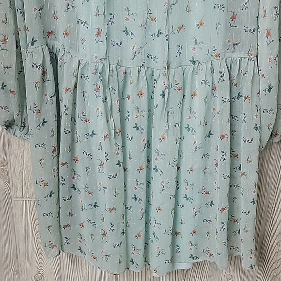 Melloday Mint Green Lined Chiffon Loose Fit Babydoll Dress Womens Small NWT - Picture 3 of 12